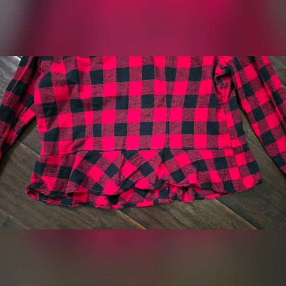 Charlie Paige Red Flannel Womens Long Sleeve Button Up Top Large - Picture 6 of 10
